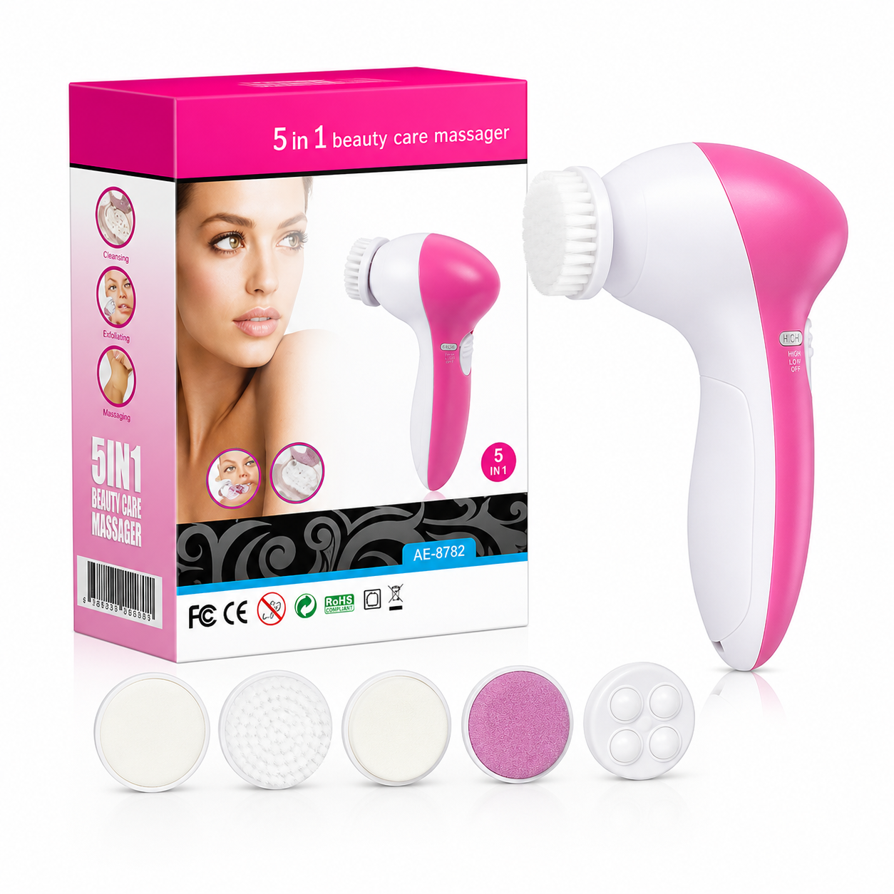 LIMPIADOR FACIAL ELÉCTRICO 5 EN 1 (Piel limpia, suave y luminosa en minutos desde casa)